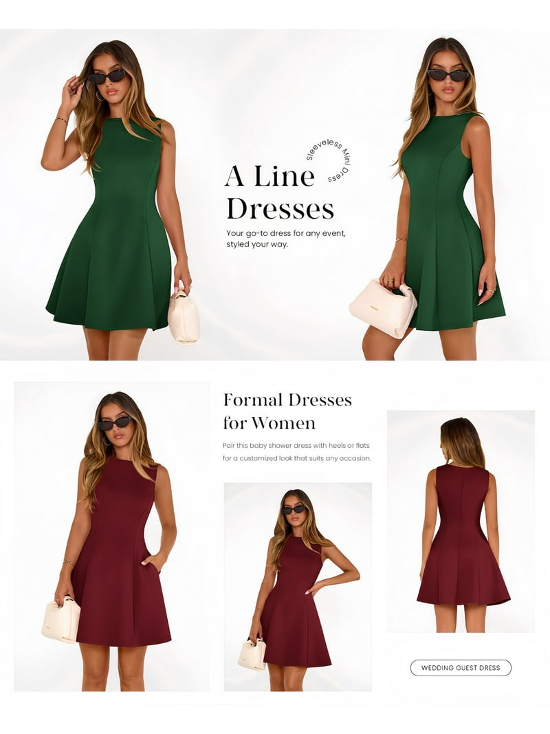 PRETTYGARDEN Summer Dresses for Women Elegant Sleeveless Boat Neck A Line Spring  Formal Cocktail Party Mini Dress - Walmart.com