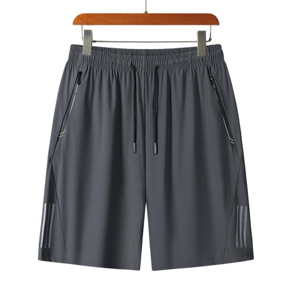 Boys' Quick-Dry Icy Silk Shorts, 5-Inch Lightweight Breathable Athletic Shorts with Zipper Pockets, Comfortable for Sports, Gym and Everyday Wear for 4-15 Years Gray 14-15 Years