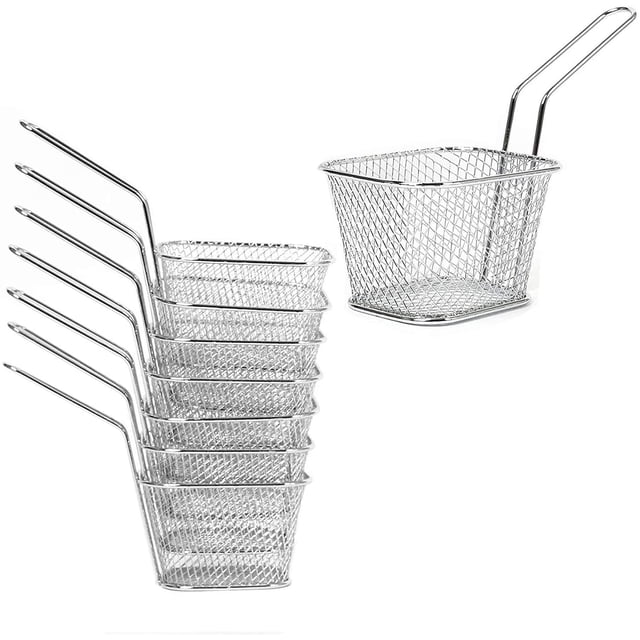 Panier de Frites Carrées Individuelles en Acier Inoxydable, Assiettes de Frites pour Frites, Crevettes, Rondelles d'Oignon