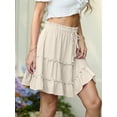 thumbnail image 5 of JWD Women's Short Skirt Summer Pleated Elastic Short Skirt Drawstring Mini Skirts Ivory white L, 5 of 10