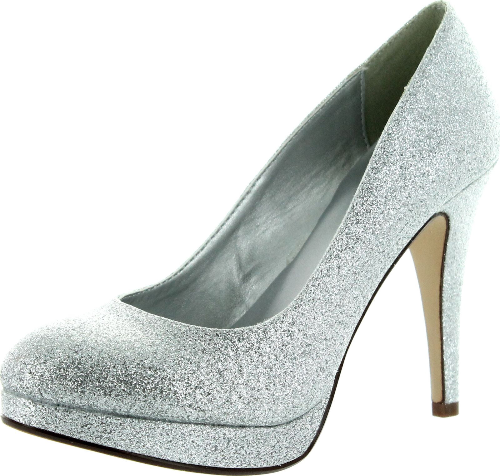 silver closed toe heels
