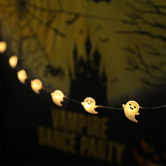 Halloween String Lights Ghost 78.7in LED Battery Operated for Party Mood Decor by OVFUIZ
