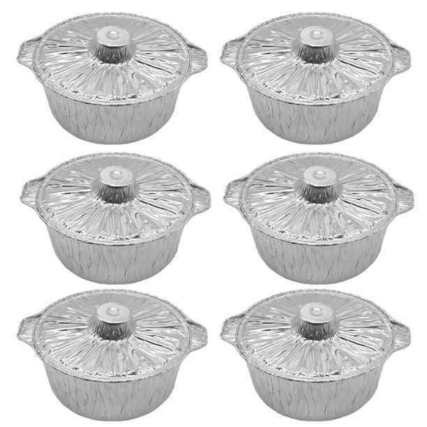 (Lote Mínimo 10 Juegos) Olla Papel Aluminio Extragruesa Olla Caliente Desechable Olla Especial para Acampar Al Aire Libre Y Embalaje Picnic Olla Papel Aluminio (paquete 6) (2200 Ml)