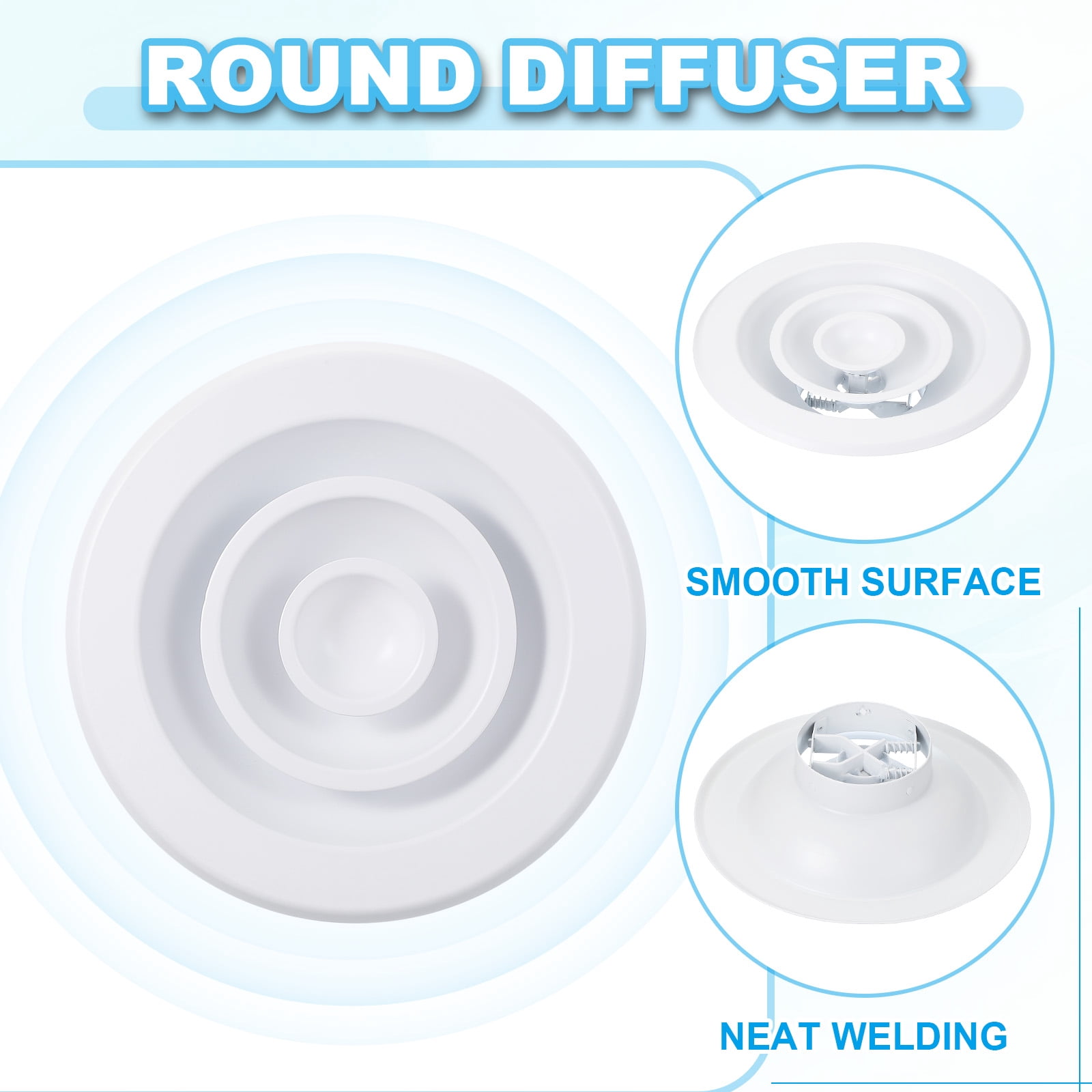 4" Round Air Vent, Aluminum Ceiling Diffuser Air Supply or Exhaust Ventilation HVAC Air Conditioning Duct Cover