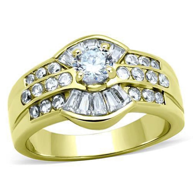 Bague en Acier Inoxydable avec Grade AAA CZ Transparent pour Femmes Style Pierre Claire TK10528G Taille 5