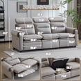 thumbnail image 5 of Ktaxon 86.6" 3 Seater Power Reclining Sofa, Modern Electric Recliner Sofa with Gold Foil Fabric, Adjustable Headrest, USB Charging & Storage Light khaki, 5 of 18