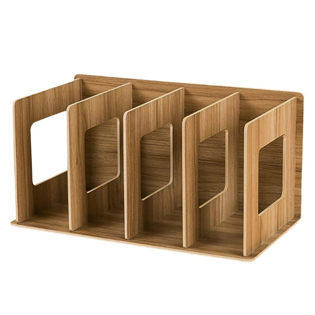Estantería de madera para escritorio, organizador de archivos, estantería para libros, almacenamiento de libros multifuncional Marrón