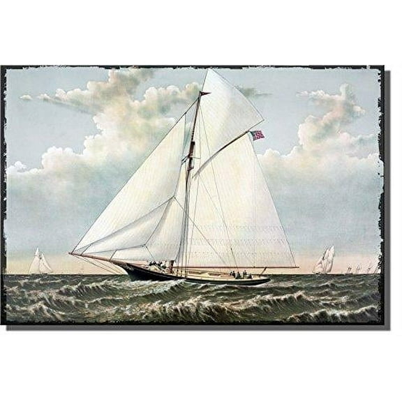 American Sail Boat Yacht Picture on Stretched Canvas, Wall Art Decor Ready to Hang!.
