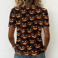 thumbnail image 5 of DORKASM Womens Halloween Shirts Short Sleeve Funny Print Fashion T Shirt V Neck Skeleton Pumpkin Fall Winter Tops Spooky 2026 Trendy Pullover Orange S, 5 of 5