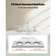 thumbnail image 3 of VEVOR Roman Tub Faucet, 3 Hole Waterfall Bathtub Faucet, Bath Tubs Faucets Set with 2 Handles, Roman Tub Faucets Deck Mount for Pet Washing, Baby Care, Adult Bathing, Silver, Right-Angle Tub Faucet, 3 of 9