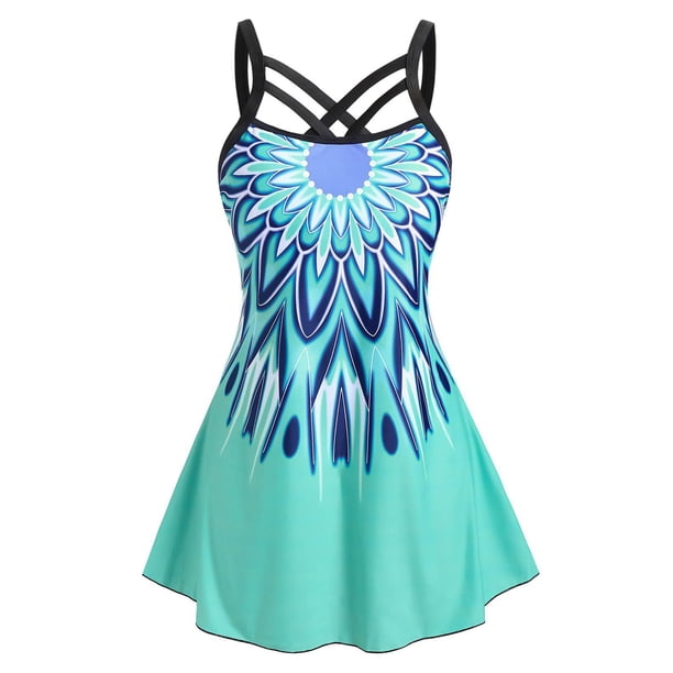 Conjunto Vestido Swing Estampado Cruzado Talla Extra Rosegal Cárdigans de talla grande