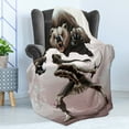thumbnail image 4 of Bear Soft Flannel Fleece Blanket, Mythological Scene Concept of an Elf and Angry Bear Fantasy Fairytale Theme, Cozy Plush for Indoor and Outdoor Use, 50" x 60", Warm Taupe Dark Brown, by Ambesonne, 4 of 5
