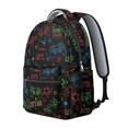 thumbnail image 2 of Game Controller Black Pattern Backpack for School, Cute School Bag with Adjustable Shoulder Straps and Padded Back, 15.3"x11"x7.1", 2 of 5