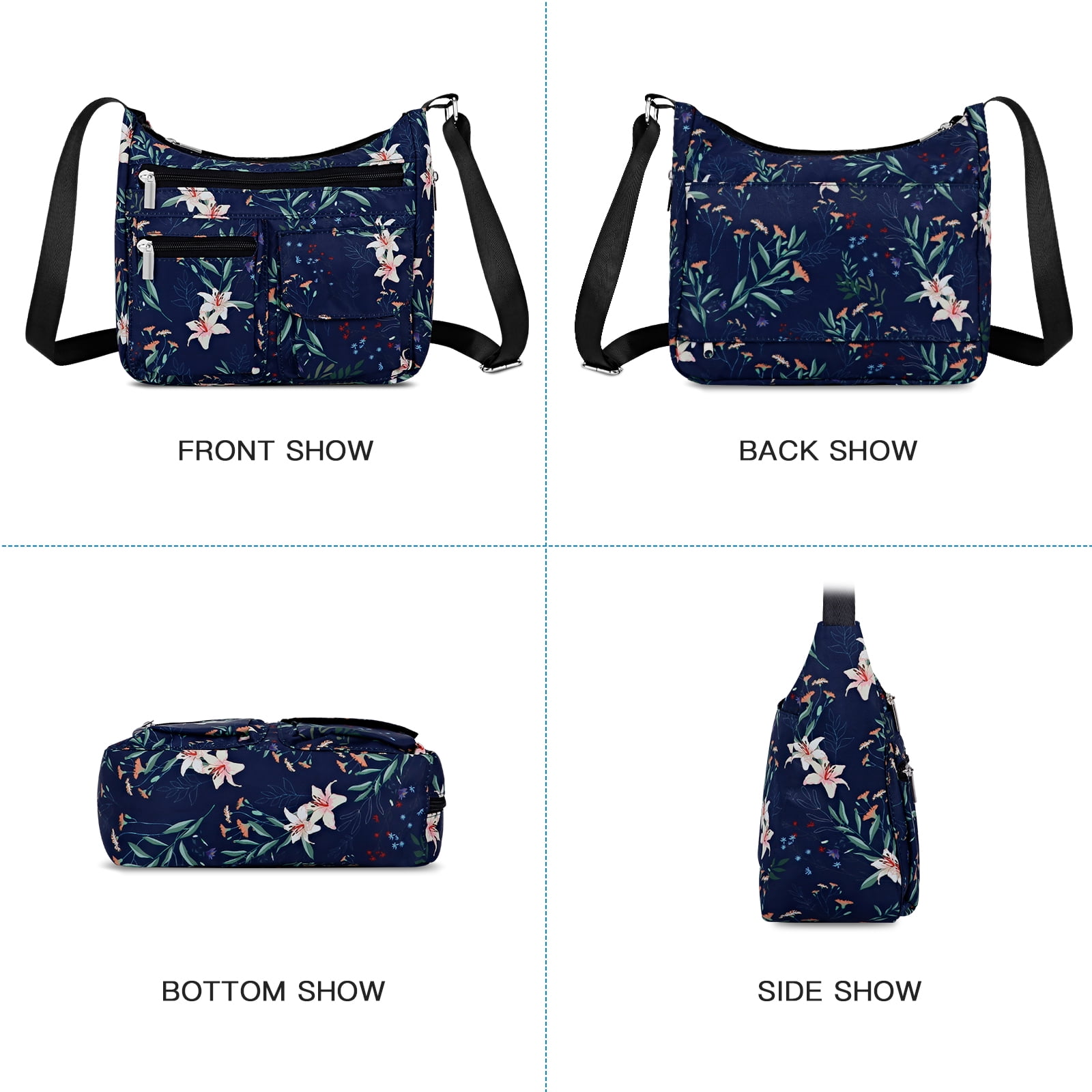 URSOFINE Women's Crossbody Bag Lightweight Ladies Travel Shoulder Messenger Bag with Adjustable Strap & Multiple Pockets Soft Across Bag Purse for Everyday Use (15+)