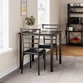 thumbnail image 4 of 3 Piece Dining Table Set with 2 Chairs, Space Saving Rectangular Kitchen Table with MDF Top and Metal Frame, Compact Breakfast Nook Set for Apartment Dining Room, Gray Retro Black, 4 of 8