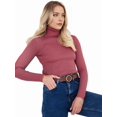 thumbnail image 3 of Ribbed Sweaters for Women Cute High Neck Knitted Warm Fitted Sweater Brick Red One size, 3 of 9