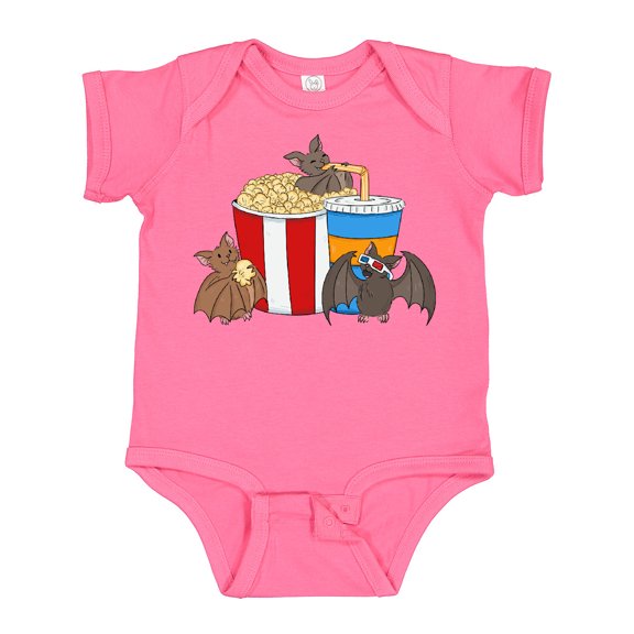 Inktastic Movie Loving Bats with Popcorn and Soda Boys or Girls Baby Bodysuit