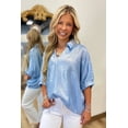 thumbnail image 3 of Women's Metallic V-Neck Top – Elegant Half Sleeve Casual Shift Blouse for Office or Daily Wear, XL, 3 of 5