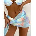 thumbnail image 5 of Baqcunre Swim Suits for Women 2024, Women Tie-Dye Print Bikini Swimwear Beachwear Silk Scarf Mesh Smock Skirt, Bikini Sets for Women, High Waisted Bikini Sets for Women Blue M, 5 of 8