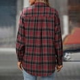 thumbnail image 6 of Towmus Womens Button Down Flannel Shirts Plus Size Fashion Long Sleeve Plaid Shackets Business Casual Blouse Tops, 6 of 8