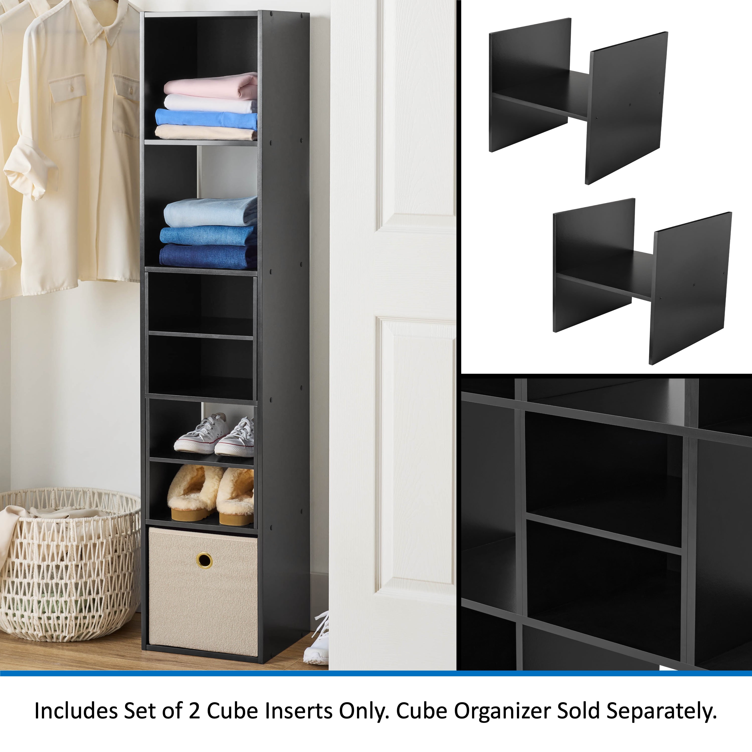 Mainstays Cube Storage H Inserts, Set of 2, Black