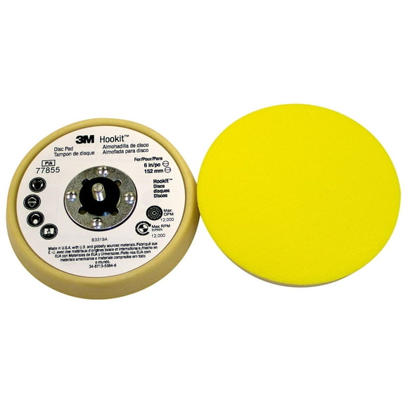 3M 051144 77855 3 Hookit 5 Pouces x 11/16 Pouces Profil Bas, Beige et Jaune