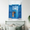 thumbnail image 3 of View from Window of Sea and Lighthouse Mediterranean Decor Wall Hanging Tapestry, 3 of 5