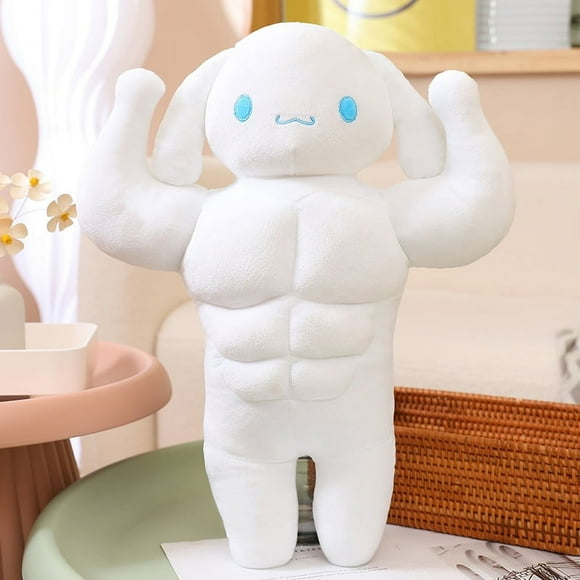 Sanrio Cute Strong Kuromi My Melody Cinnamoroll Plush Toy Creative Bodybuilding Anime Pom Pom Purin Plushies Back Cushion Pillow