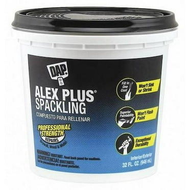 Spackling Paste, 32 oz, Pail, White, Alex Plus
