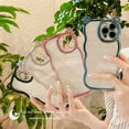 thumbnail image 4 of Luxury Women Case for iPhone 12 with Fashion Wavy Frame, Cute Cartoon Case for iPhone 12 with 3D Cat Ears, Shiny Electroplating Phone Case TPU Full Camera Protection Case for iPhone 12 (Rose Gold), 4 of 7