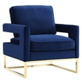 thumbnail image 1 of TOV Furniture Emory Navy Velvet Chair with Gold Ba, 1 of 5