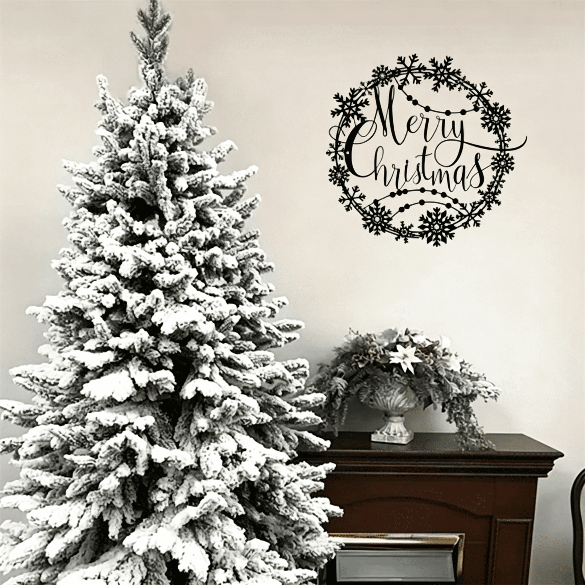 Elegant Christmas Metal Wall Art Holiday Welcome Sign Indoor Outdoor Decor Gift