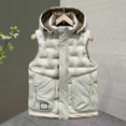 thumbnail image 2 of Zedker Men's Hooded Puffer Vests Zip Up Sleeveless Down Jacket Winter Warm Padded Vest Coats with Pockets Beige XXXXL, 2 of 6