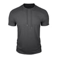 thumbnail image 1 of Mens Casual Manga Corta Botón Abajo Camisas Cuello Redondo Sólida Camisa de Parche para Al Aire Libre, Casual, Uso Diario, 1 of 7