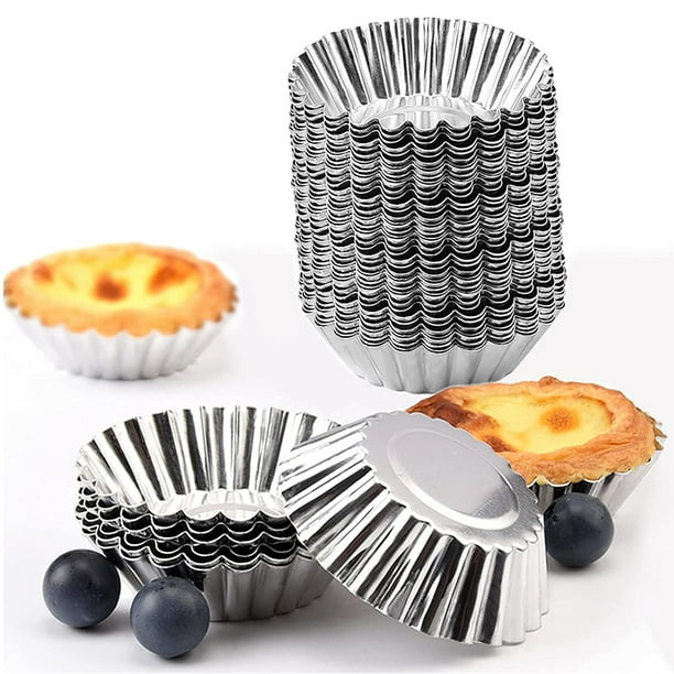 100 Pieces Aluminum Egg Tart Mold Small Tart Pie Tin Mini Cupcake Cake