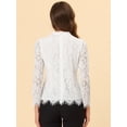 thumbnail image 4 of BluFloral Con Cuello De Volantes Y ManLarCon Encaje Superior PaMujer Blanco 3XL, 4 of 5