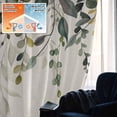 thumbnail image 5 of Green Eucalyptus Blackout Curtains for Bedroom/Living Room, Pinch Pleated Black Out Curtains, Farmhouse Weeping Leaves on Linen Room Darkening Window Drapes with Hooks 2 Panels, 59"x70", 5 of 8