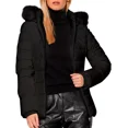 thumbnail image 3 of Chamarra Para Mujer Poliéster Cálido Con Cuello Tipo Piel, 3 of 5