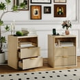 thumbnail image 6 of Set of 2 Bedside Table 2 Drawers Nightstand with Storage, Fluted Bedroom Side Table & Organizer for Bedroom, Living Room, Home Office,Wood Color, 6 of 8
