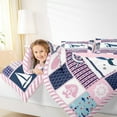 thumbnail image 5 of Feelyou Kawaii Ocean Whale Bedding Comforter Set, Cartoon Marine Rudder Twin Comforter Sets, Pink Patchwork Buffalo Reversible Bedding Set, Super Cozy Room Decor, 2pcs, 5 of 9