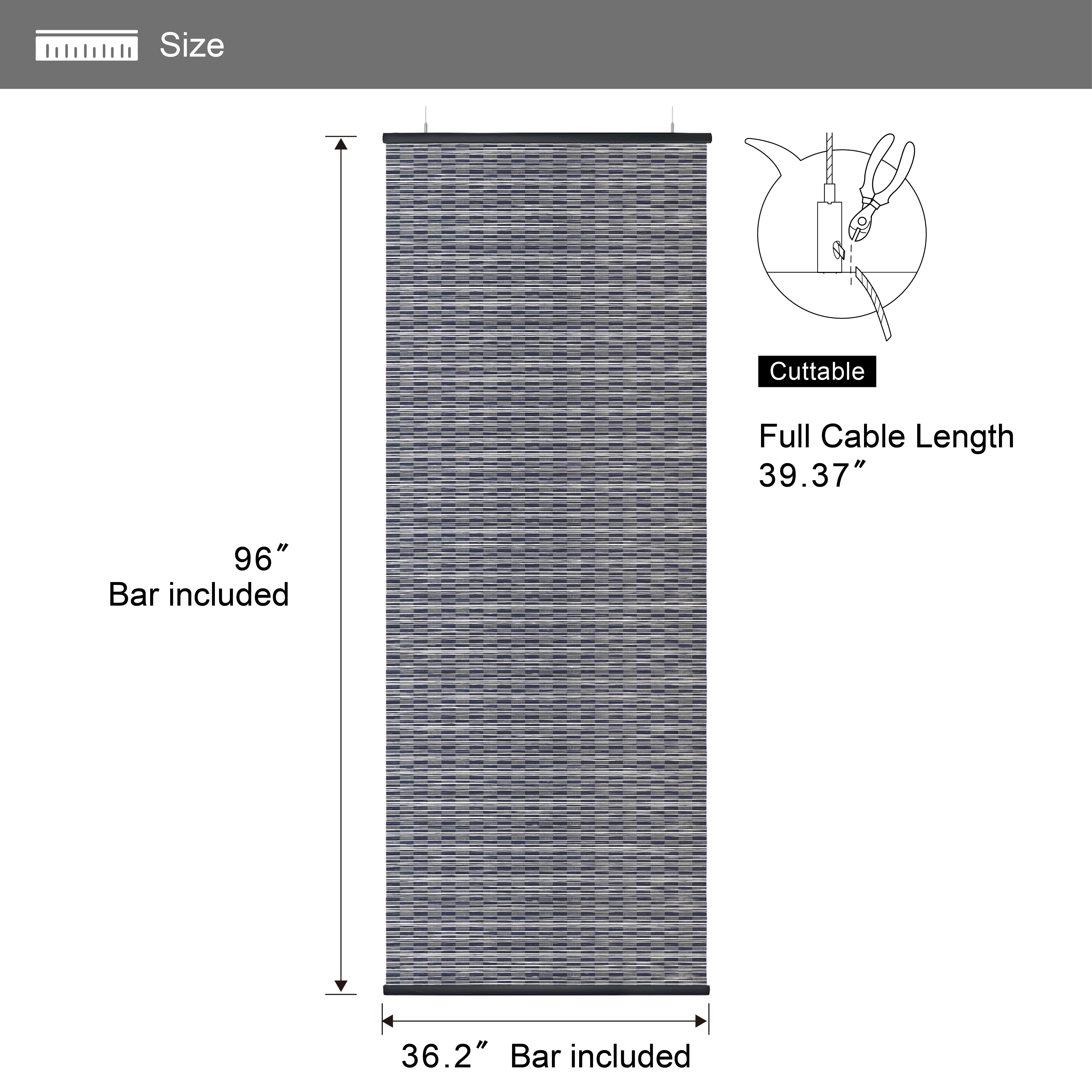 DECOLAB Hanging Panel, 36" x 96" Privacy Sheer Separator Divider for Shared Room, Entryway, Workspace, Natural Woven, Pack of 2, Azurite