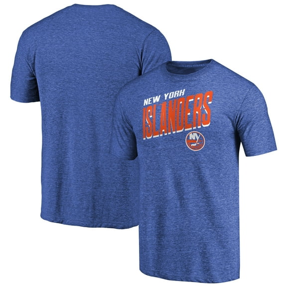 Men's Royal New York Islanders Slant Strike Tri-Blend T-Shirt