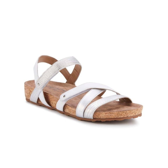 Walking Cradles Wc Pool Women Strappy Sandal In White  Silver Multi Leather