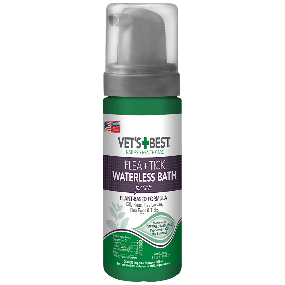 Vet's Best Flea and Tick Waterless Bath Foam for Cats, Flea Treatment