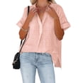 thumbnail image 4 of hirigin Women Short Sleeve T-shirts Solid Color/ Printed Summer V-neck Loose Casual Tops Blouse Streetwear, 4 of 9