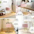 thumbnail image 3 of LammaLoe Small Round Ottoman with Storage, Pleated Velvet Ottoman Foot Stool with Lid, Upholstered Vanity Stool for Living Room & Bedroom, Pink, 3 of 8