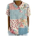 thumbnail image 1 of Chemise en Lin Élégante à Col Rond pour Femmes, Imprimée, Ample, Vintage, Décontractée, T-Shirt de Compression, Manches Longues, Col en V, pour l'Été, 1 of 4