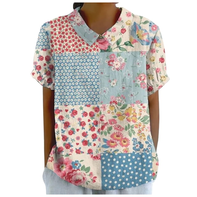 Chemise en Lin Élégante à Col Rond pour Femmes, Imprimée, Ample, Vintage, Décontractée, T-Shirt de Compression, Manches Longues, Col en V, pour l'Été