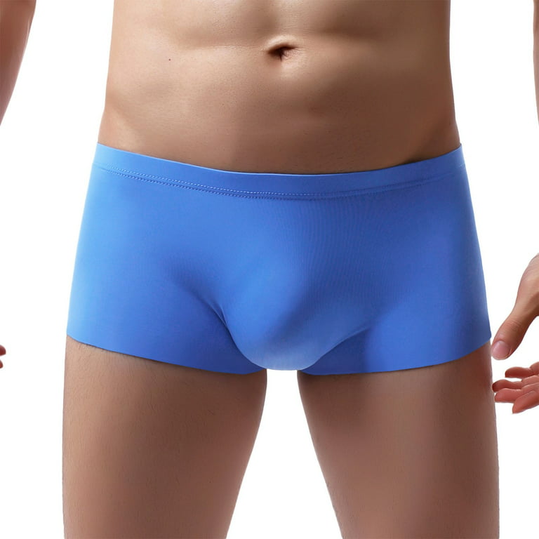 LEEy-world Mens Boxer Briefs Men's Underwear Briefs Pack Enhancing Ball  Pouch Low Rise Bikini Briefs for Male Blue,L