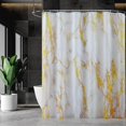 thumbnail image 2 of Gold White Marble Shower Curtain Set with 12 Hooks, Luxury Bathroom White Gray Gold Marble Shower Curtain Waterproof Fabric, 72 X 72 Inches, 2 of 4
